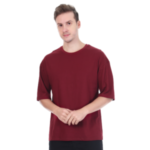 ficon men oversized solid cotton t shirt | round neck 3/4 sleeve casual t shirt for men