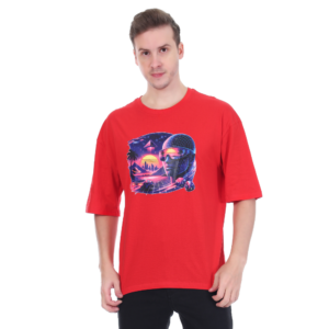 ficon men oversized graphic printed cotton t shirt | round neck 3/4 sleeve casual t shirt for men