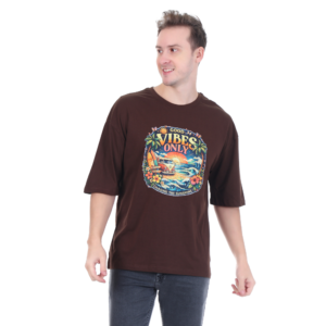 ficon men oversized graphic printed cotton t shirt | round neck 3/4 sleeve casual t shirt for men