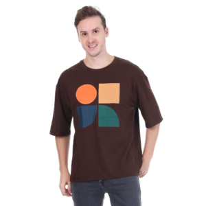 ficon men oversized graphic printed cotton t shirt | round neck 3/4 sleeve casual t shirt for men
